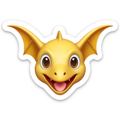 Cinematic Cute Pterodactyl Portrait Emoji, Head tilted playfully with a charming smile, featuring a diminutive, agile form with delicately curved wings and wide, sparkling eyes full of endearing wonder, Simplified yet irresistibly adorable features, highly detailed, glowing with a warm, inviting pastel glow, high shine, affectionate and lively, stylized with a touch of whimsical prehistoric charm, soft glowing outline, capturing the essence of a mischievous yet lovable Pterodactyl that seems as if it could flutter out of the screen into your arms! sticker