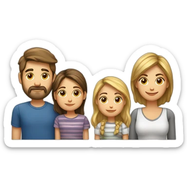 Papa-mama-hijo rubio-hija morena-perro breton sticker