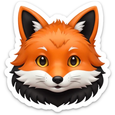 une tête de renard trop kawaii avec des poils noirs à la place des poils blancs sticker