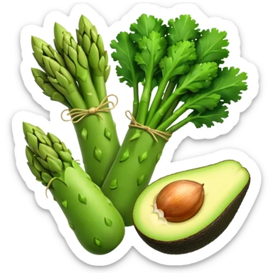 asparagus,avocado, broccoli, garlic sticker