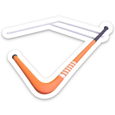 field hockey stick and ball on lush green grass with goals sticker