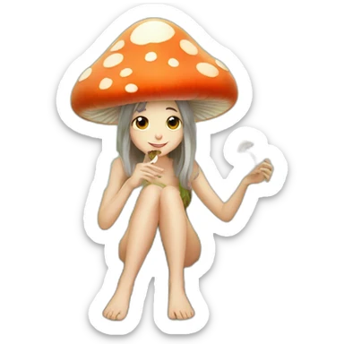cute mushroom fairy smoking herbs sticker