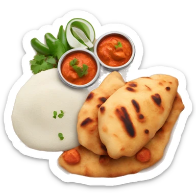 Chicken tikka masala and naan on a plate sticker
