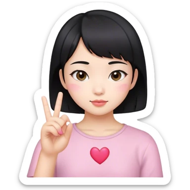 Short hair Asian girl kissing with pinky heart  sticker