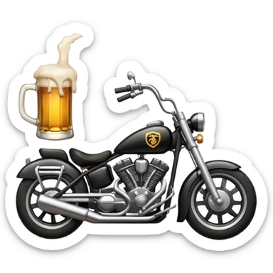 We're creating a quiz for a New Year's Eve team. The idea is that people have to guess which emoji belongs to which person from three emojis. Now it's up to you to make one whole emoji from the following three emojis.  🏍🎸🍻 sticker