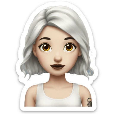 Hyperrealistic Pale girl with black hair arm tattoos sticker