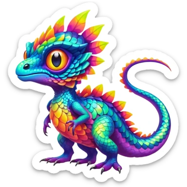 An exotic neon colorful unique bizarre eccentric Fakémon-creature (full body) sticker