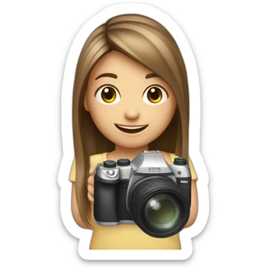 cute smiling straight hair girl with camera sticker