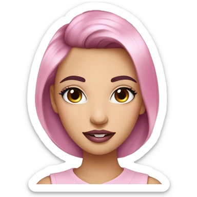 A stylized woman with a butterfly haircut, hazel eyes, rosy cheeks, and pink lips, wearing pink with 15 piercings. Set on a finance tracker planner page with grids and icons, modern and feminine. sticker