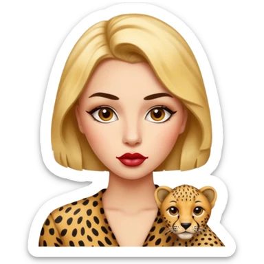 cheetah print l  baddie lips sticker