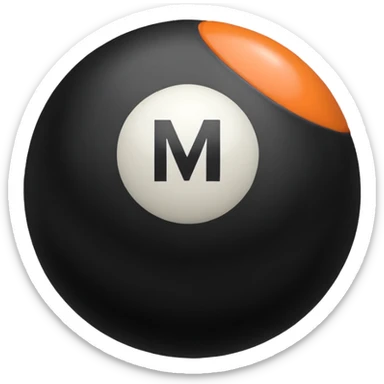 Pool ball back ball with the “MB” written on it. sticker