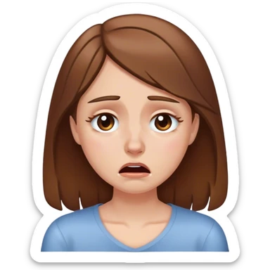A white girl with brown hair, crying sticker