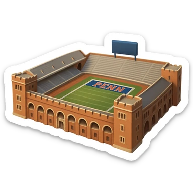 Create a highly realistic and detailed emoji of Franklin Field at the University of Pennsylvania. The architecture should be lifelike with accurate colors and bright lighting. The emoji must be clearly recognizable as Franklin Field. Keep the background transparent. sticker