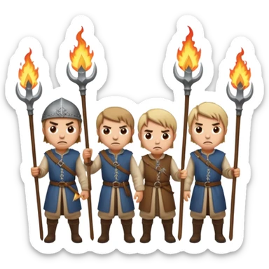 les villagois avec des fourches ou des torches sapé en moyen age sticker