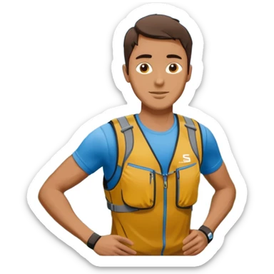 Trail runner with salomon running vest sticker