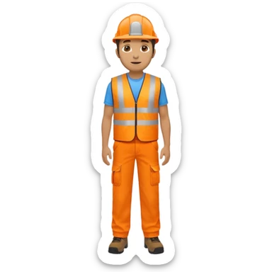 man in orange hi vis vest and chinos, no helmet, standing full body sticker
