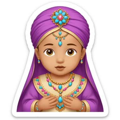  baby, dressed in colorful ghalibiya with delicate decorations sticker
