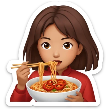 Aya nakamura eating spicy buldak noodles  sticker