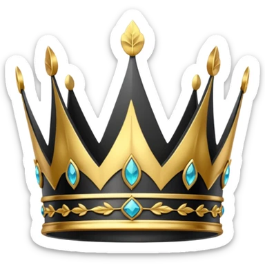 eine schwarze krone mit ein wenigen verzirten goldblätter  sticker