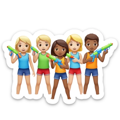 children playing with water guns sticker