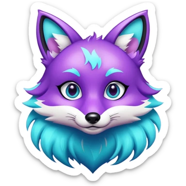 glitter purple and cian fox sticker