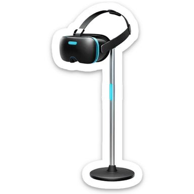 Design an emoji that creatively merges a VR headset with a pole dance bar, capturing the essence of both virtual reality and pole dancing in a fun and engaging way. sticker
