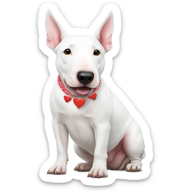 white english bull terrier love hearts going around head sticker