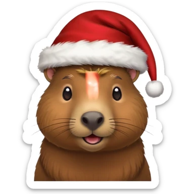 Asme un capivara con gorrito de navidad sticker
