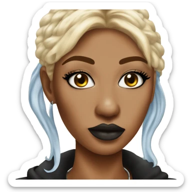 Blonde woman with septum piercing and labret piercing and winged eyeliner  sticker