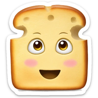 one yuca bread with face sticker