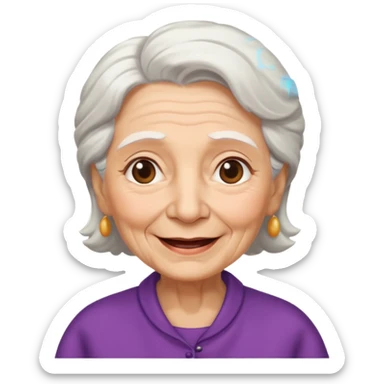 Abuela, muchas arrugas, aspecto feliz, el pelo blanco sticker