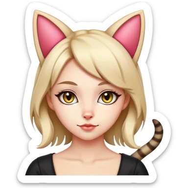 stylish cat girl with cat ears and tail sticker