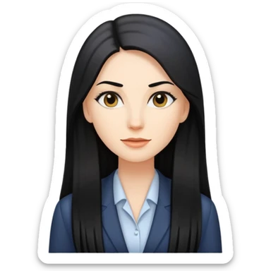 business woman long straight caucasian long black hair sticker