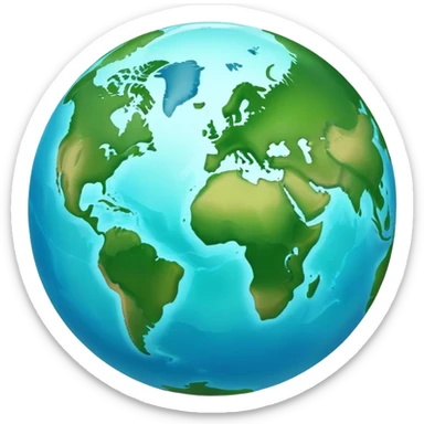 Earth globe with green continents forming a stylized artistic number 812, blue oceans, iOS emoji style, similar to previous design sticker