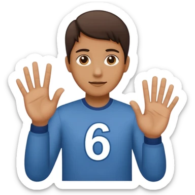 🤷🏻‍♂️ number 6 in left hand and number 7 in the right hand sticker