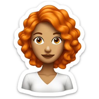 Crea una mujer blanca de cabello castaño oscuro con naranja en las puntas y que ella esté pintando un cuadro  sticker
