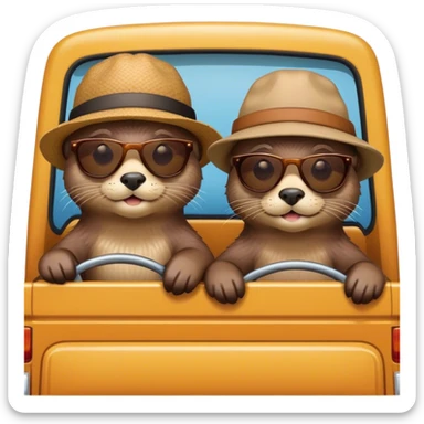 Two otters in a truck sticker