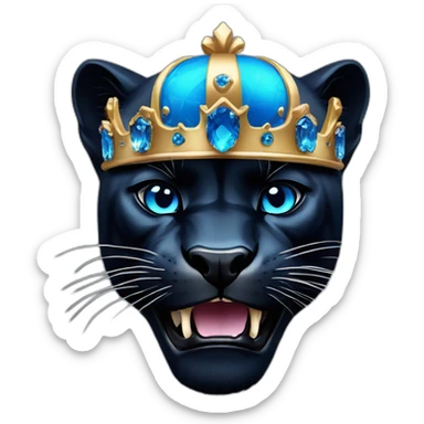 Black panther roaring and wearing a crown with blue crystals. sticker