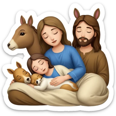 Marie Joseph Jesus et les animaux font tous dodo sticker