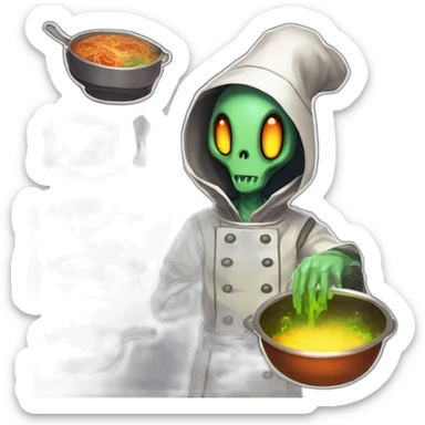 alien chef scifi roguelike rpg style inspired by slay the spire digital art sticker