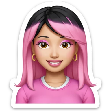 Nicki Minaj black hair with pink highlights, pink outfit sticker
