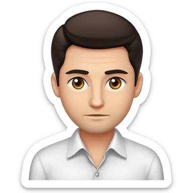 Chico de pelo oscuro piel aceitunada ojos oscuros y con camisa elegante sticker