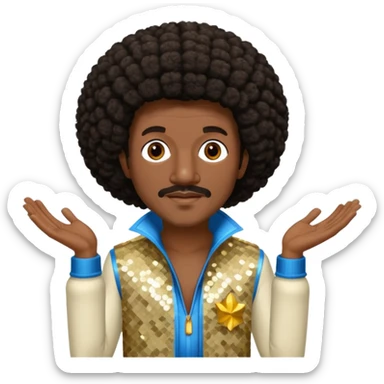 Walter Williams from The O'Jays with dark brown afro hair, cream sequin outfit sticker