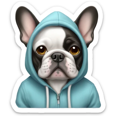French bulldog wearing a hoodie sticker