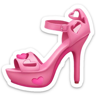Pink open Heels with hearts in the heel sticker