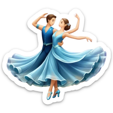 Icon for Ballroom Dance: elegant dance shoes, a flowing ballroom dress, and a dance floor with soft lighting. The icon should capture the grace, elegance, and style of ballroom dancing. Transparent background. sticker