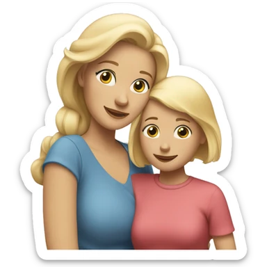 Blonde mom, hugging blonde, grown-up daughter sticker
