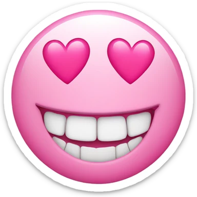 No teeth Smile emoji with 2 pink hearts  sticker