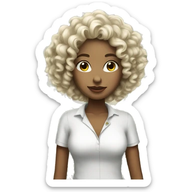 White curly girl with a lot of money sticker