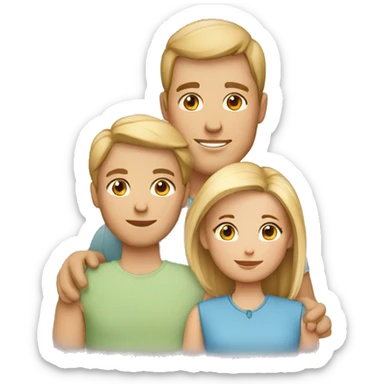 family of four, adults brown hair, kids blonde hair sticker